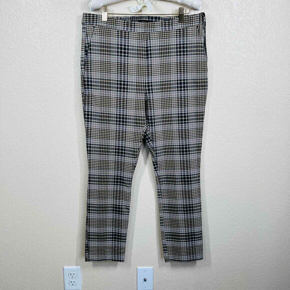 Zara  Brown and Tan plaid Trousers  size zipper closure size XL  academia baddie - Picture 3 of 16